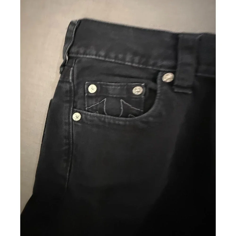 True Religion Jeans Mens 32 Black Denim Skinny‎ No Flap 32x32.